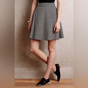 Ranna Gill for Anthropologie Black & White Geometric Skater Skirt